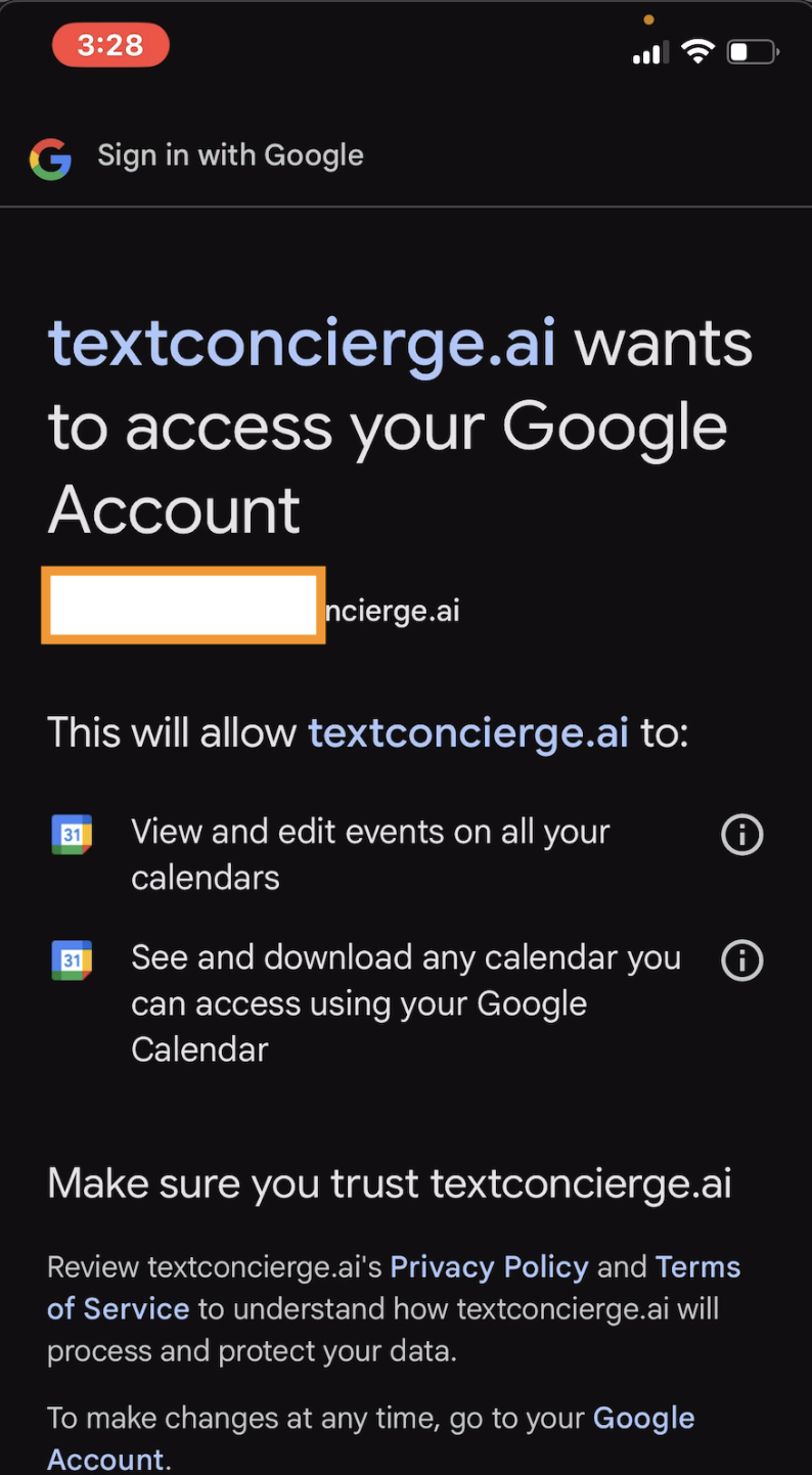 Screenshot: Granting write permissions
