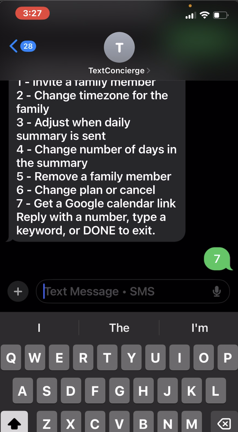 Screenshot: Requesting the secure calendar link